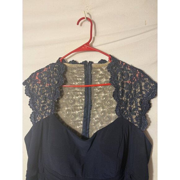 Beautiful Navy Blue Evening Cocktail Dress Womens Size XL New BodyCon Sexy Lace - Picture 4 of 5